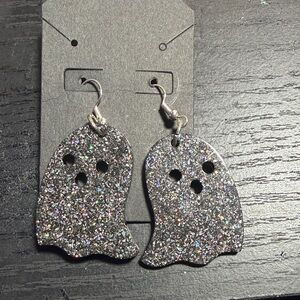 Glitter Ghost Earrings Handmade!